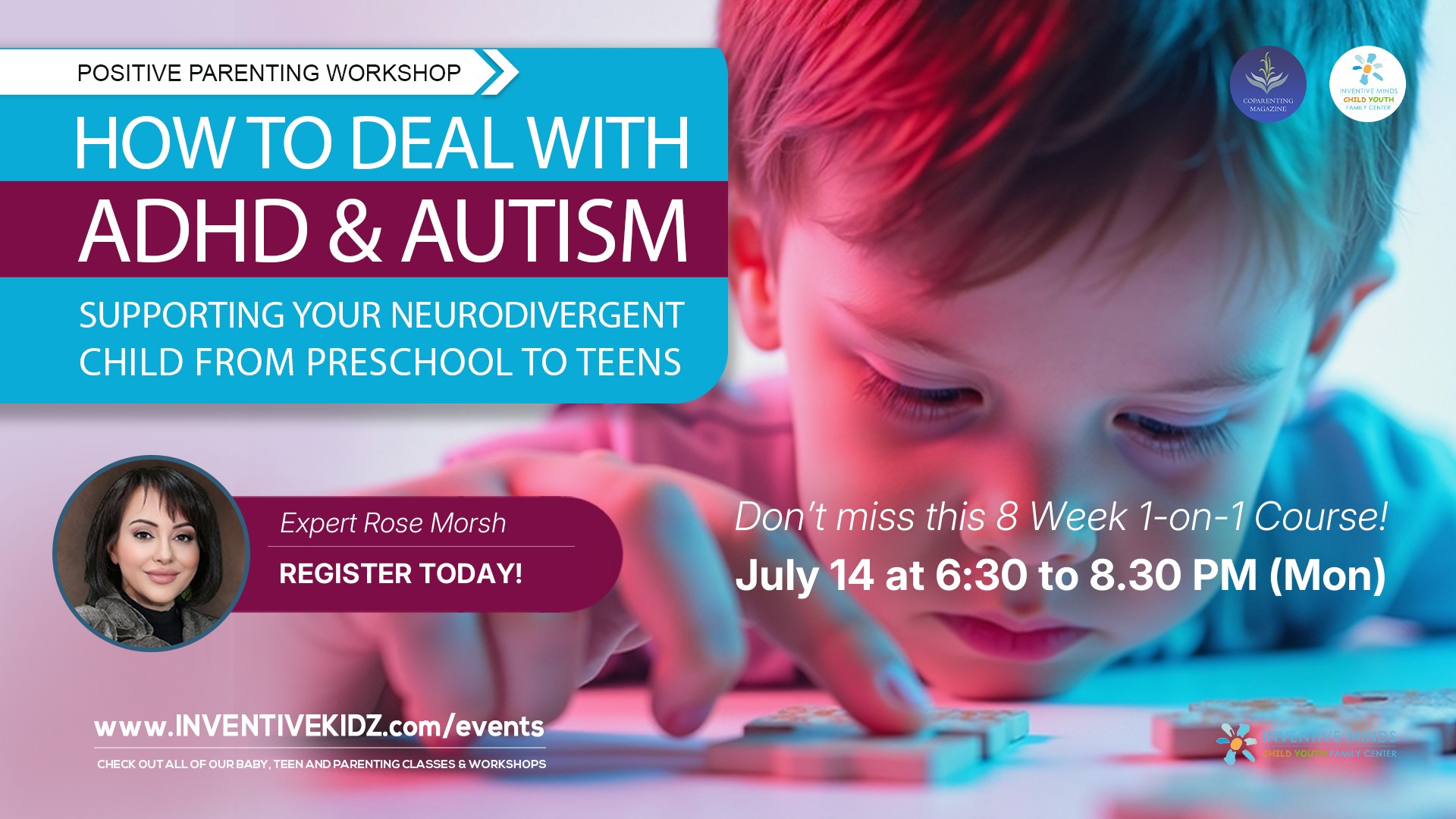 How to Deal with Adhd and Autism - Supporting Your Neurodivergent Child From Preschool to Teens (may25 Fridays) Watermarked Image